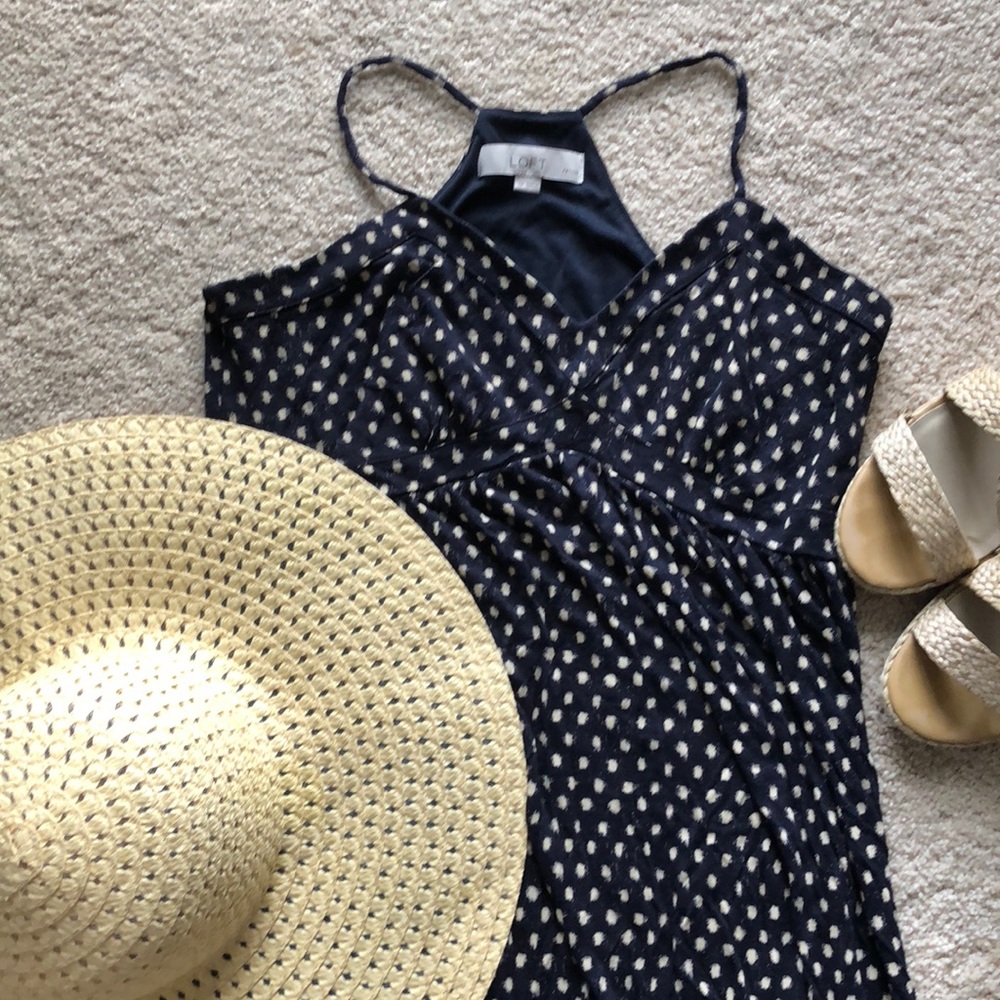 LOFT navy/cream dress petite small